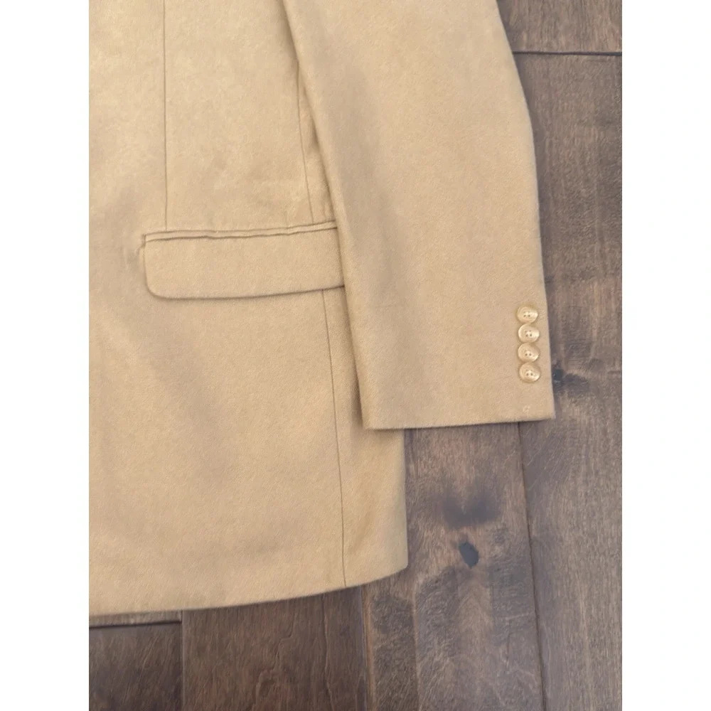 Lauren Ralph Lauren Mens Beige Blazer Faux Suede Jacket Size 44L‎ Two Button